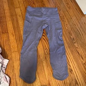 Athleta grey leggings with side zippers
